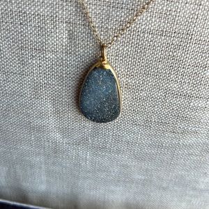Druzy with gold plated chain necklace handmade in Los Angeles